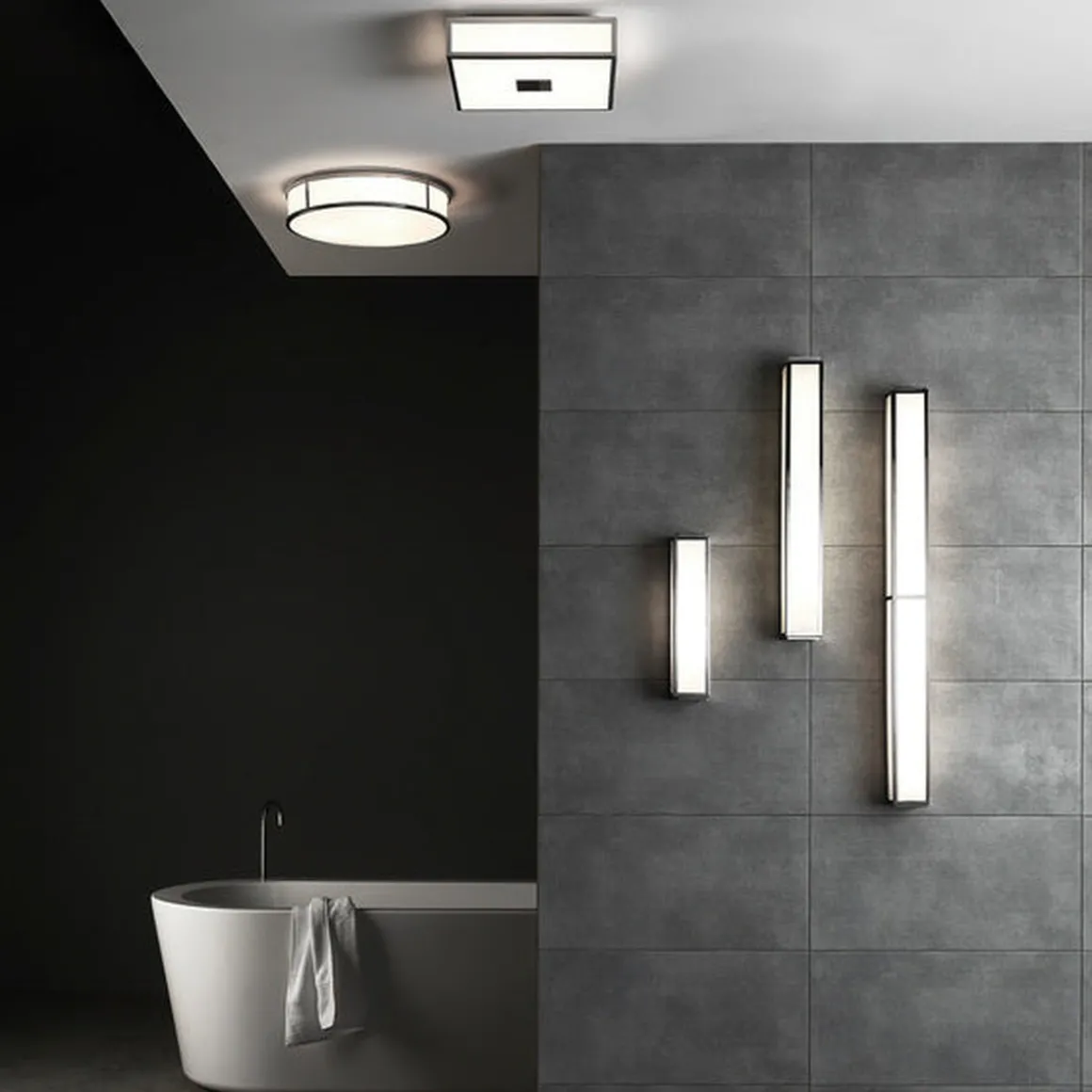 Mashiko 300 Square taklampe IP44 - Polert Krom