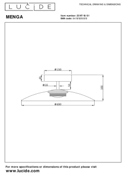 Menga taklampe 40 cm 11W 2700 Kelvin - Dimbar