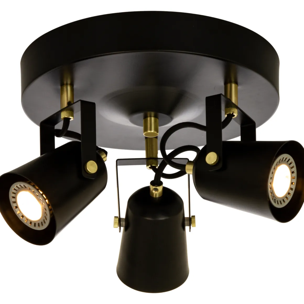 Metz taklampe rund 3 spotter - Svart/Messing