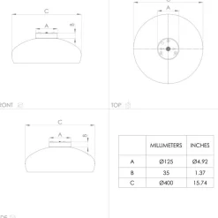 Mogano takplafond 40 cm E27 - Svart
