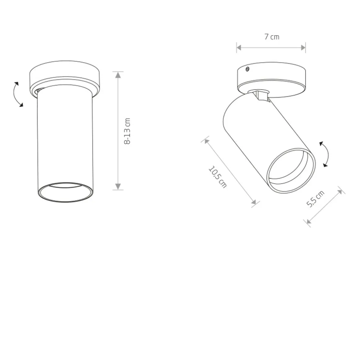 Mono enkel takspot - Svart/Messingfarget