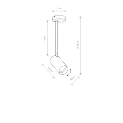 Mono small lang enkel takspot - Hvit/Gullfarget