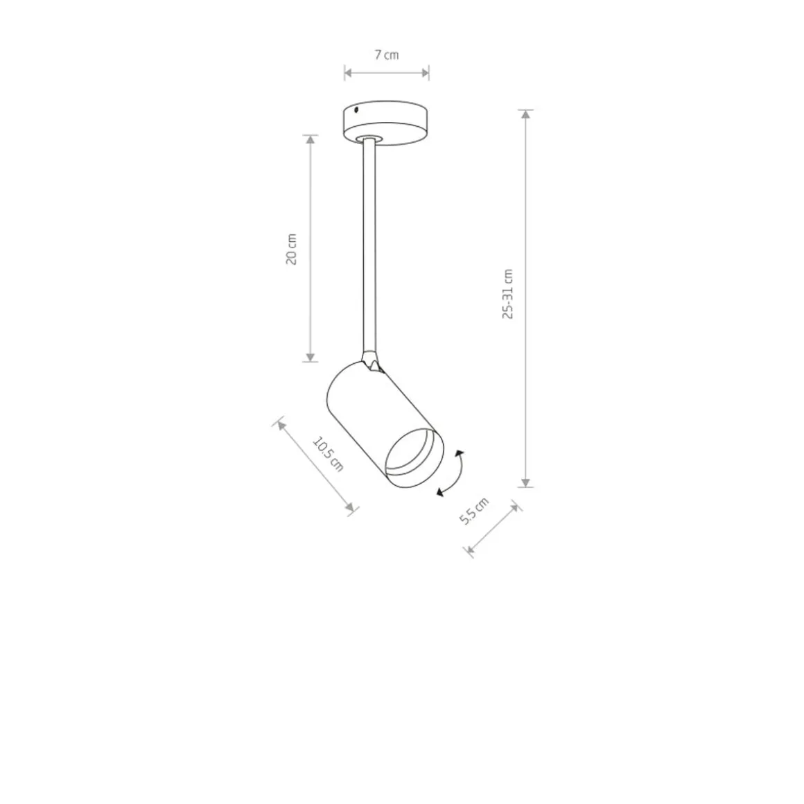 Mono small lang enkel takspot - Hvit/Gullfarget