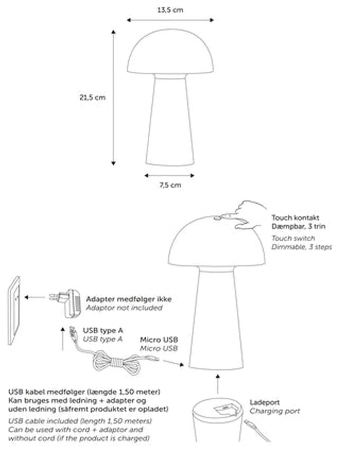Move Me bordlampe oppladbar 4,7W IP44 - Dimbar