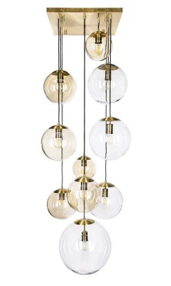 Muna takpendel 10-lys - Messing/Klar/Amberfarget