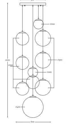 Muna takpendel 10-lys - Messing/Klar/Amberfarget