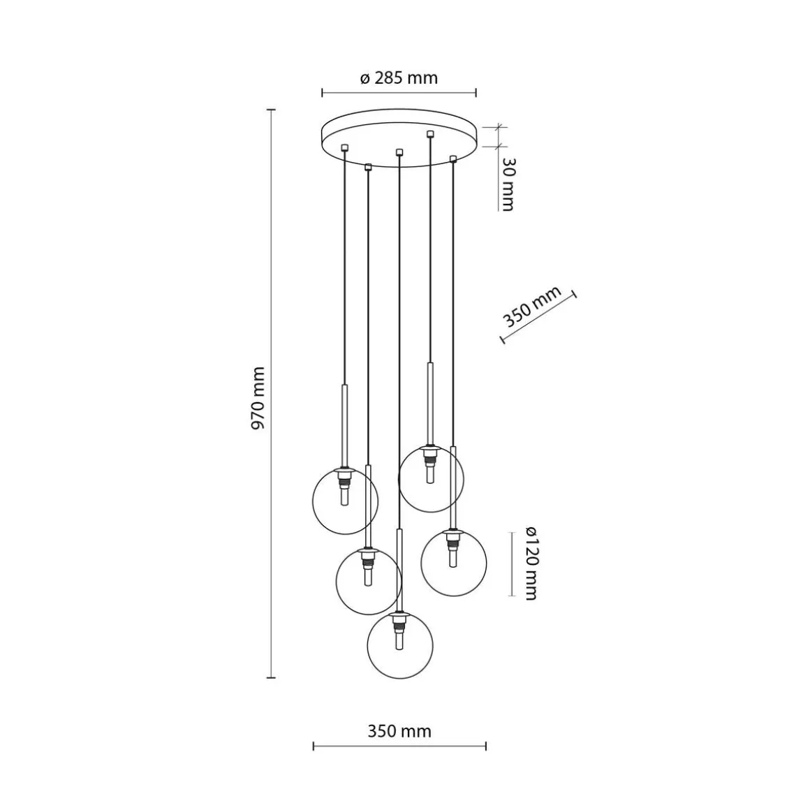 Nilos takpendel 5-lys