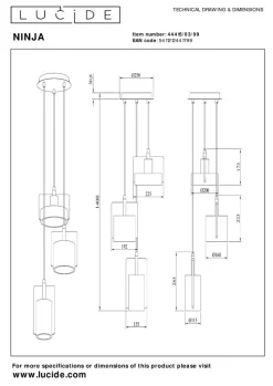 Ninja takpendel 3-lys