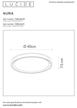 Nuria taklampe 40 cm 24 watt 2700 Kelvin 3-step dim