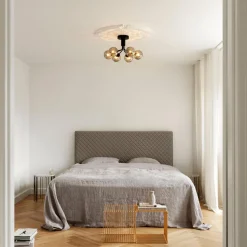 Nuura Apiales 6 taklampe - satengsort / optic røyket glass