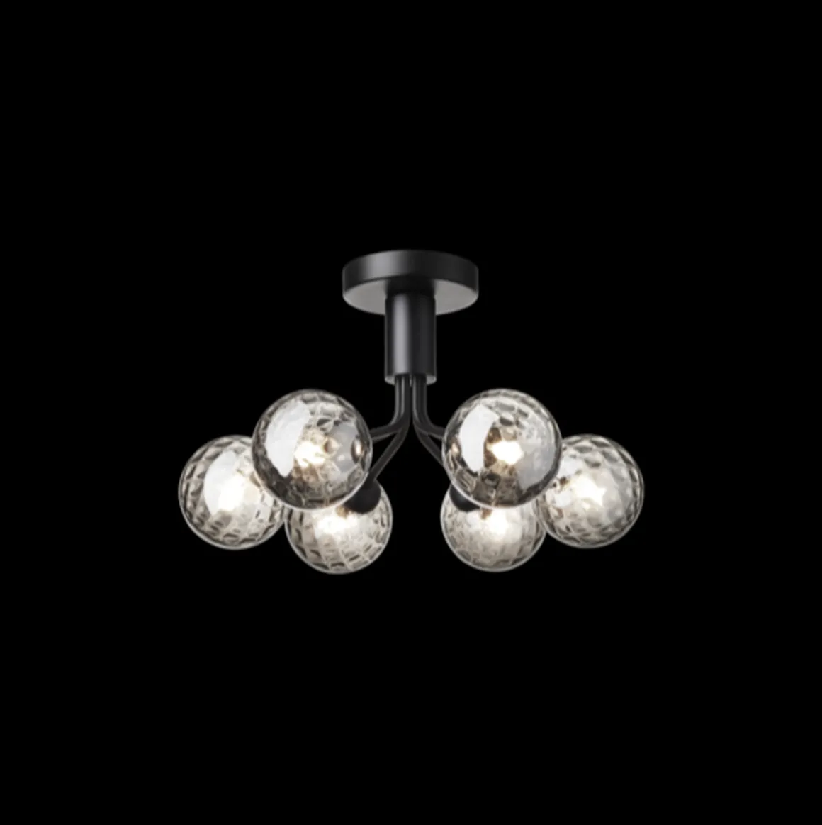 Nuura Apiales 6 taklampe - satengsort / optic røyket glass