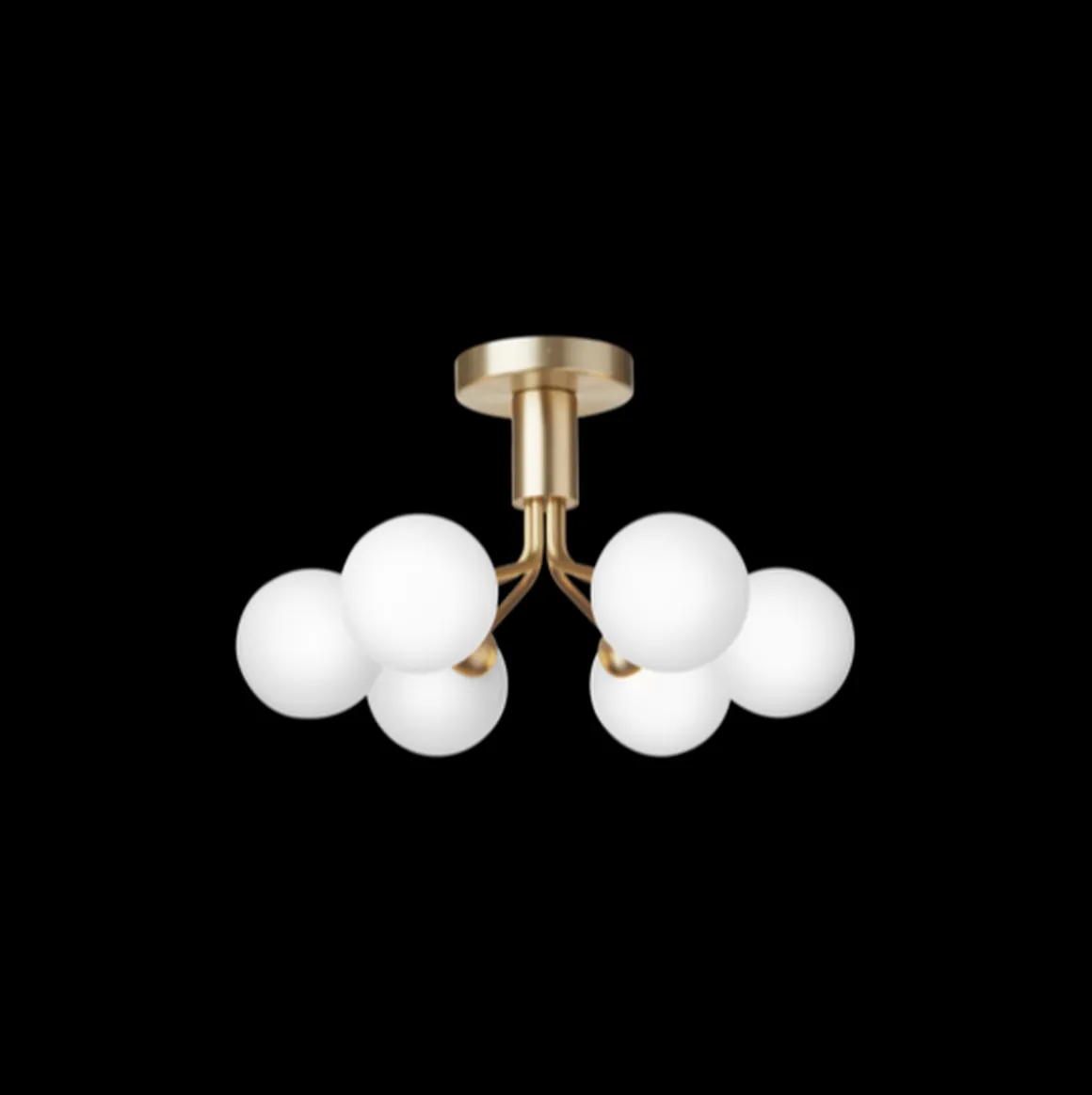 Nuura Apiales 6 taklampe børstet messing / opal glass