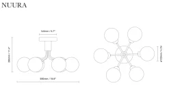 Nuura Apiales 6 taklampe børstet messing / opal glass