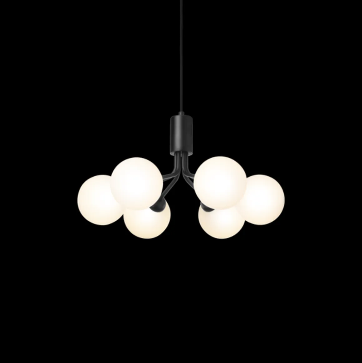 Nuura Apiales 6 taklampe satin svart / opal