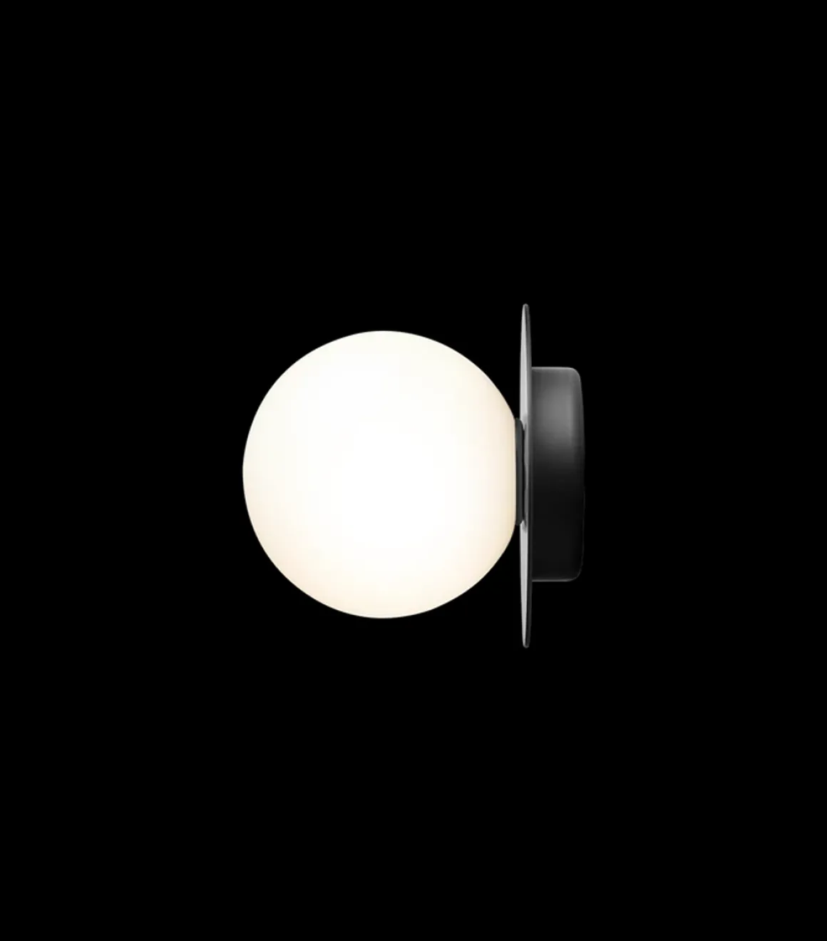 Nuura Liila 1 vegglampe/taklampe - medium - svart / opal glass