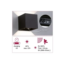 Nyara oppladbar vegglampe opp/ned lys med sensor