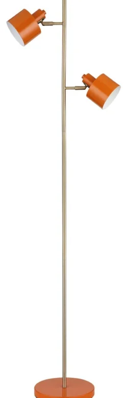 Ocean gulvlampe 2-lys 160 cm - Oransje/Messingfarget