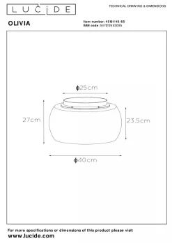 Olivia taklampe 40 cm - Svart/Røykfarget