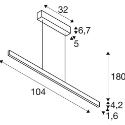 One linear 100 cm takpendel opp/ned lys 24W 2700/3000 Kelvin - Dimbar