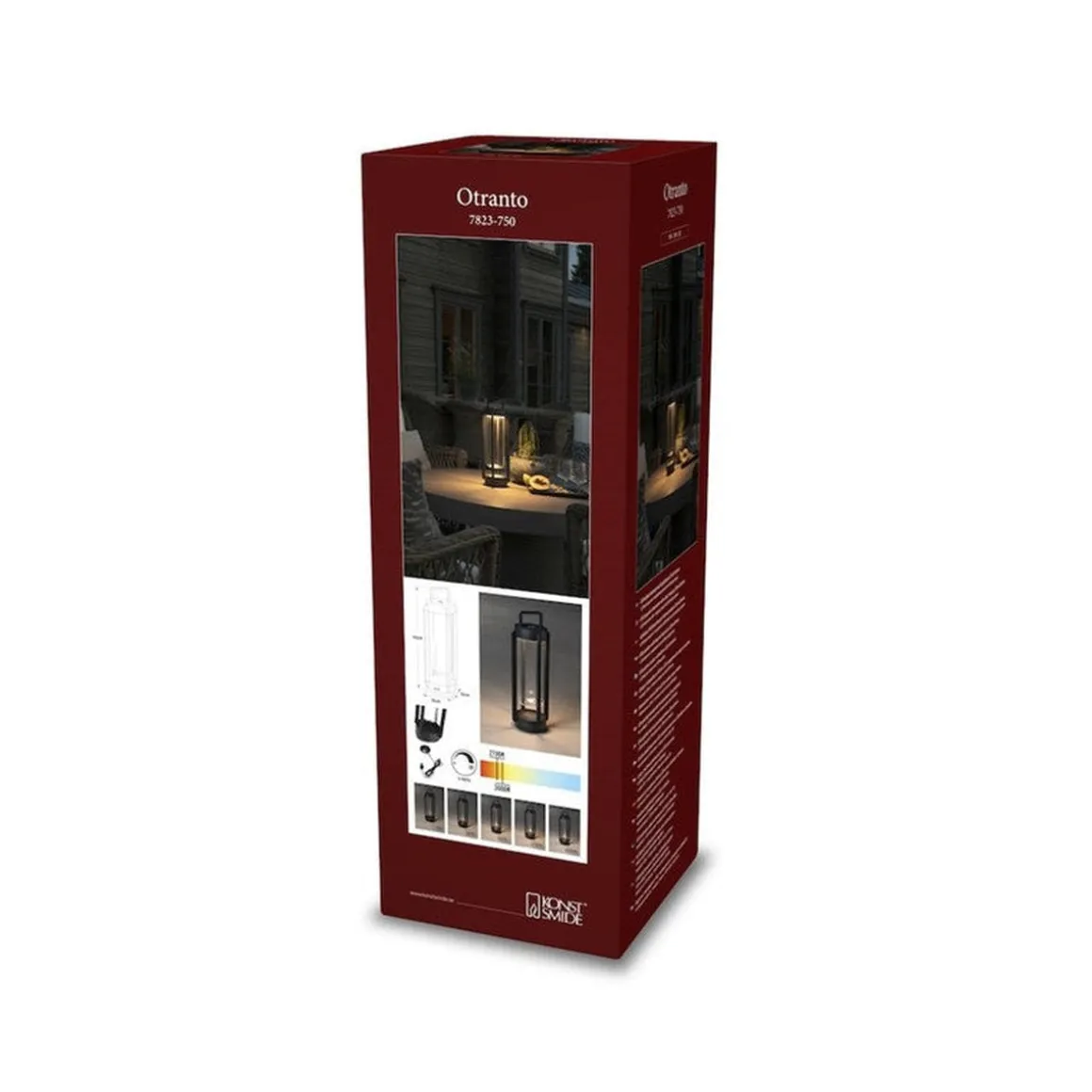 Otranto lanterne bord/gulv 44 cm IP54 oppladbar USB - Svart