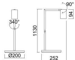 Oz K1 gulvlampe - Svart/Gullfarget