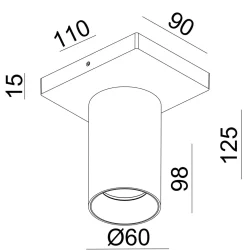 OZ K1 taklampe med 1 spott - Svart/Messing