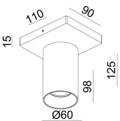 OZ K1 taklampe med 1 spott - Svart