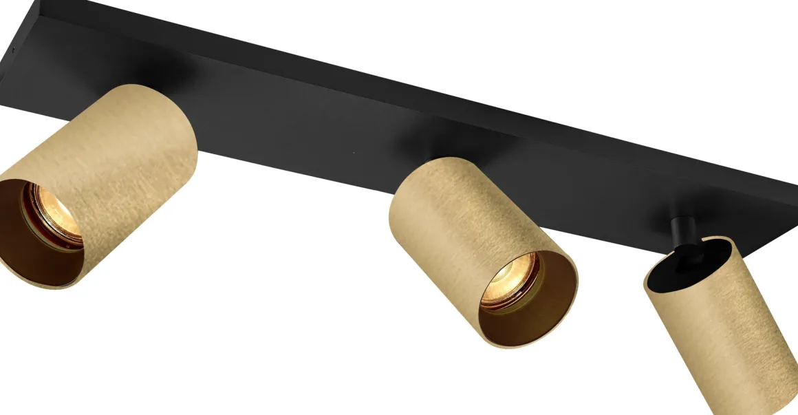 OZ K3 taklampe med 3 spotter - Svart/gull