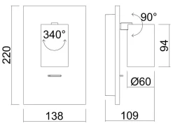 Oz K1 vegglampe m/USB - Svart/Gullfarget
