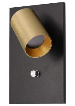 Oz K1 vegglampe m/USB - Svart/Gullfarget