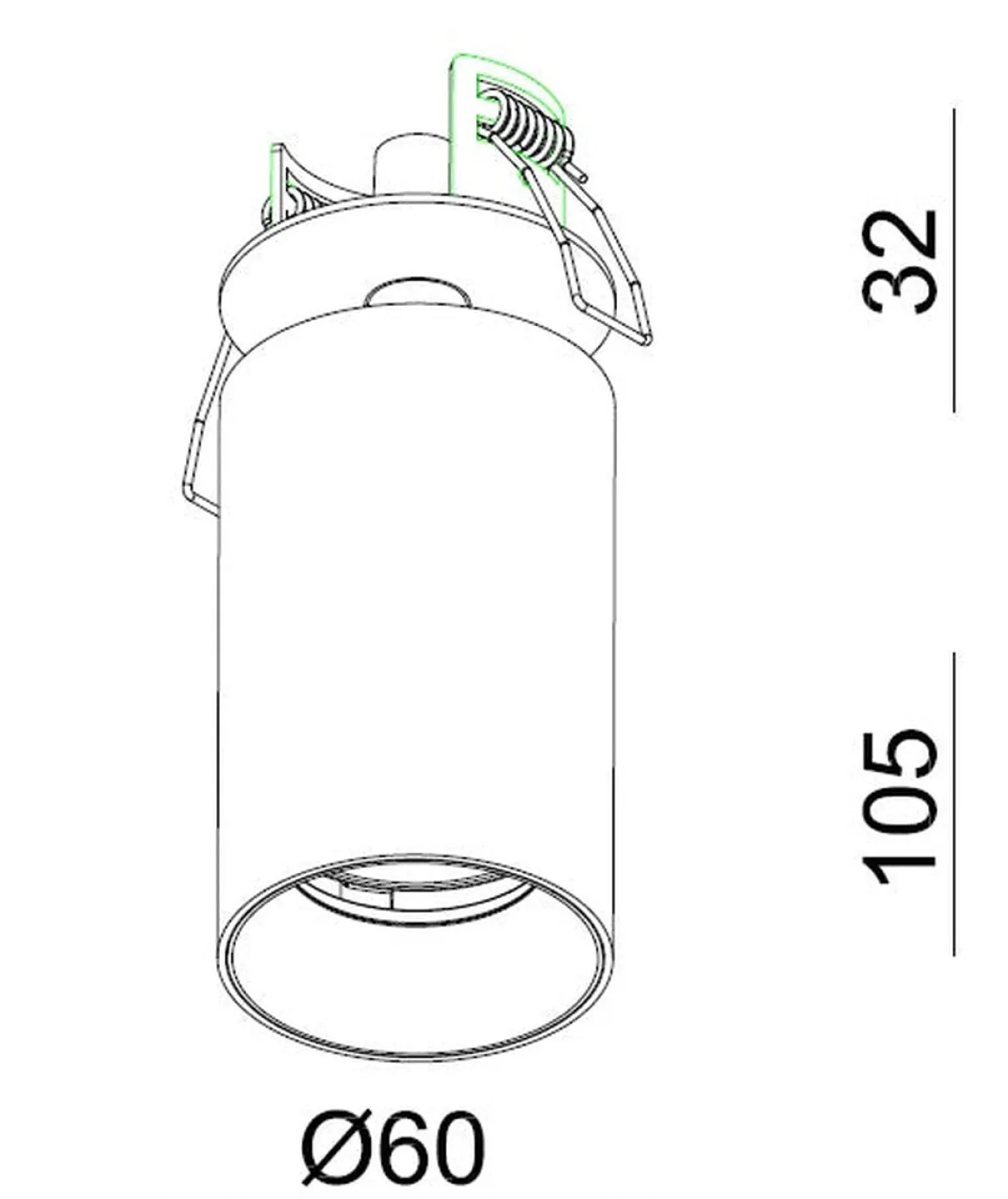 Oz Recessed downlight spot - Svart/Messing