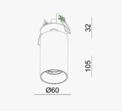 Oz Recessed downlight spot - sand Svart/gull