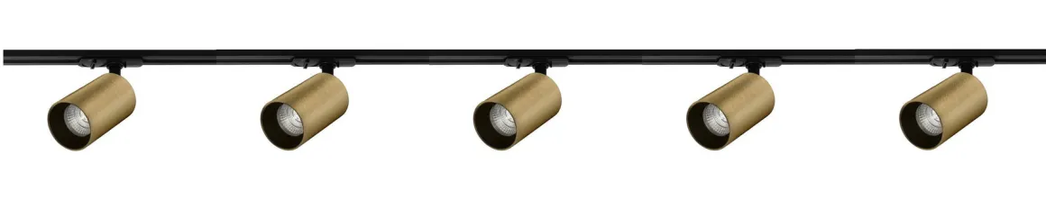 Oz spotskinne 5 spotter 2 meter - Svart/Messing