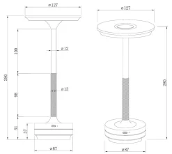 Pamir bordlampe 3W IP20 - Oppladbar