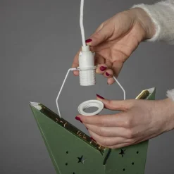 Pappstjerne 60 cm - Grønn fløyel/Gull innside