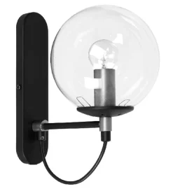 Perla vegglampe - Svart/Klar/Sølvfarget