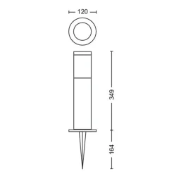 Philips Gardenlink 34,9 cm pullert 2700K 6W IP44 ekstra enhet - Antrasitt - 12Volt
