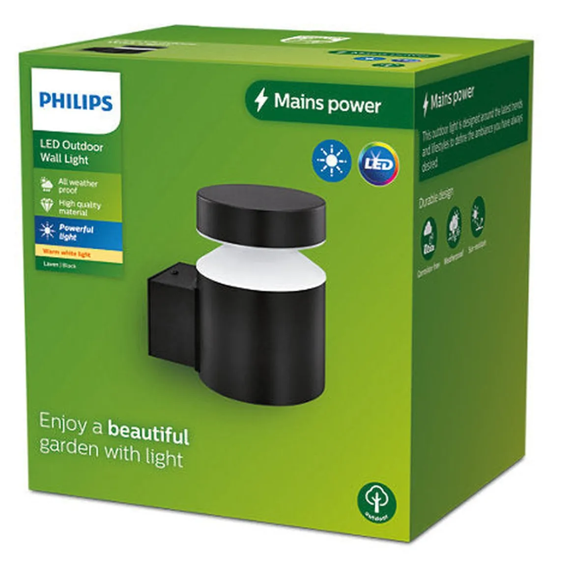 Philips Laven 6W vegglampe utendørs IP44 2700 Kelvin