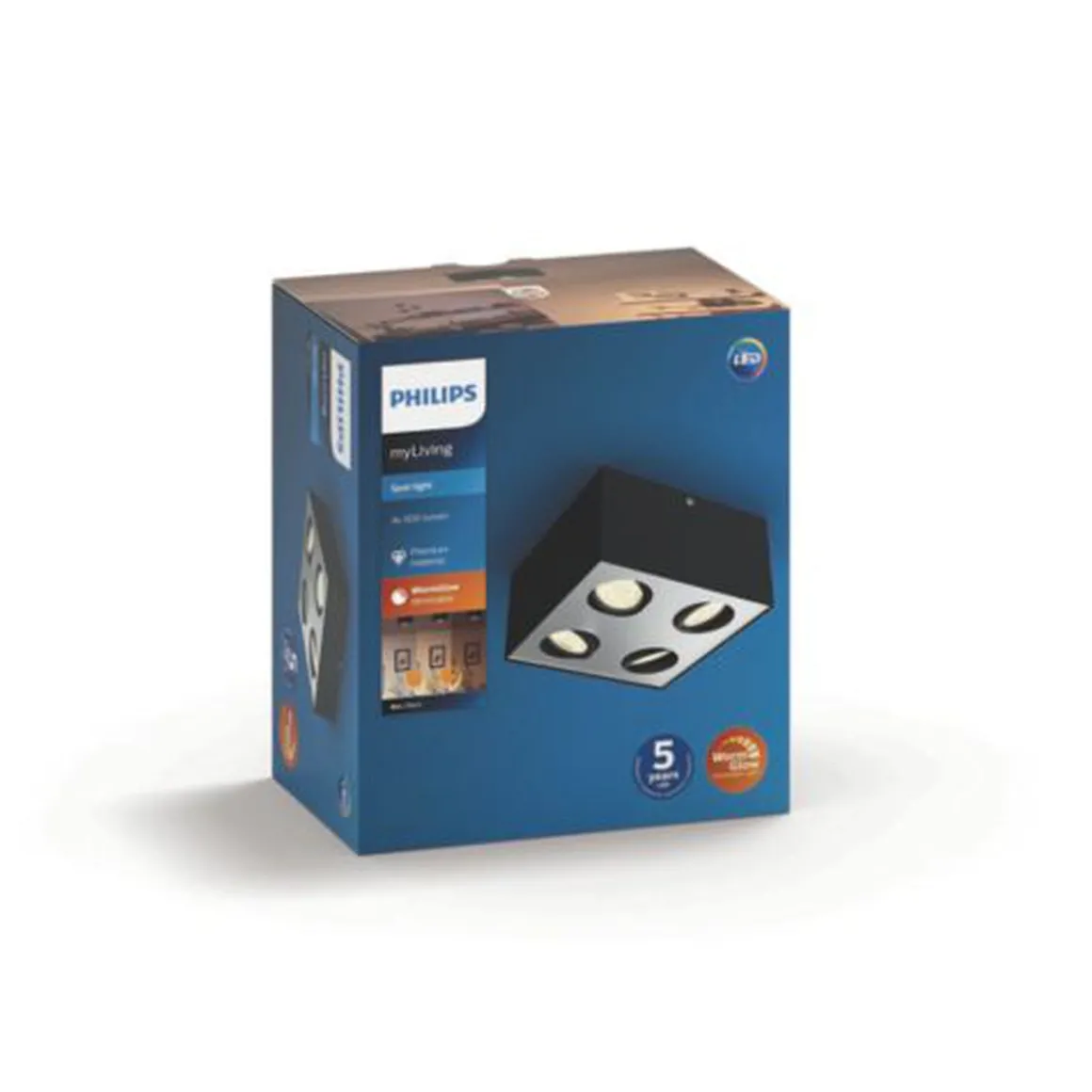 Philips myLiving 4 lys takspot 4x4,5W warmglow - Hvit