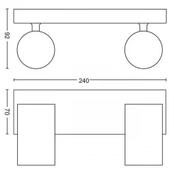 Philips myLiving Kosipo dobbel takspot, matt Svart