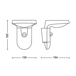 Philips Tyla vegglampe 1,2W 3000 Kelvin IP44 solcelledrevet med dag/natt og bevegelses sensor
