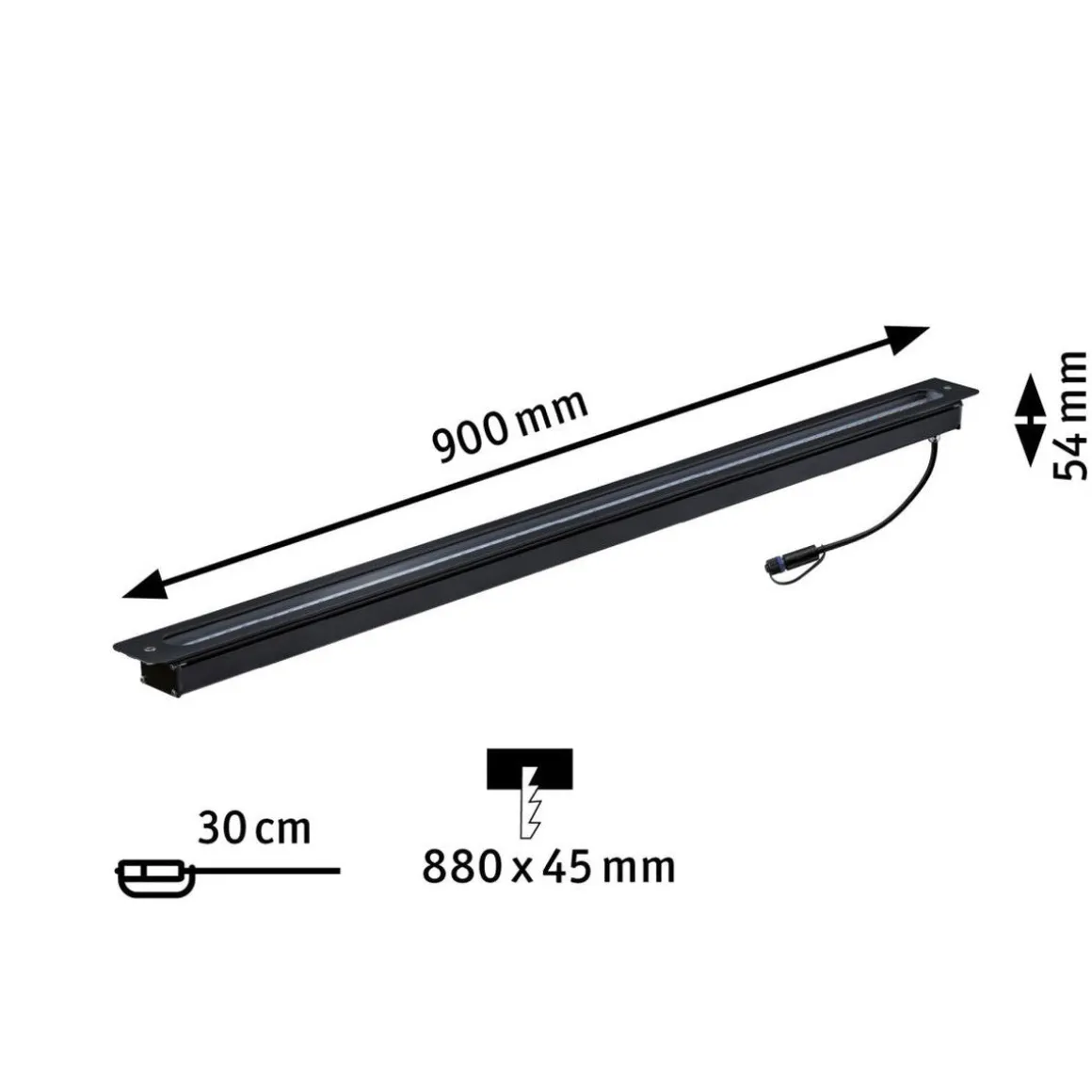 Plug & Shine innfelt lysstang 8W 3000 Kelvin IP67