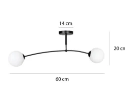 Pregos taklampe 2 lys - Svart/Opal