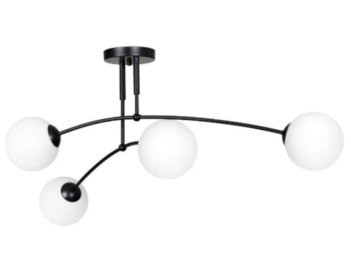 Pregos taklampe 4 lys - Svart/Opal