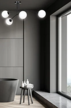 Pregos taklampe 4 lys - Svart/Opal