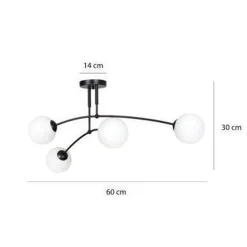 Pregos taklampe 4 lys - Svart/Opal