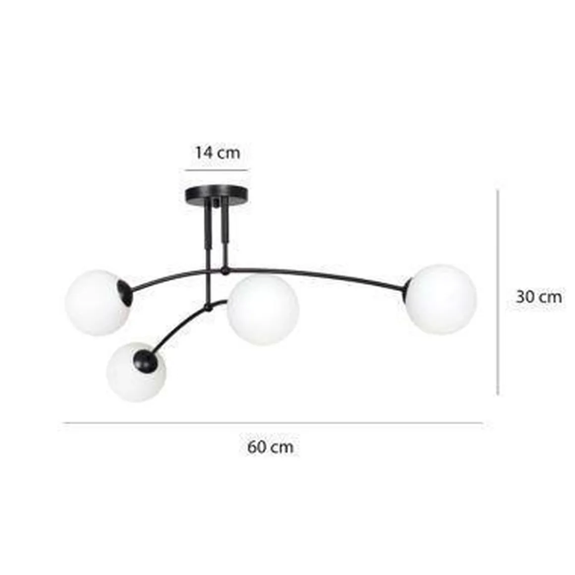 Pregos taklampe 4 lys - Svart/Opal