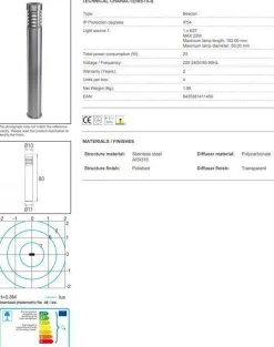 Priap pullert 80 cm, inox aisi 316
