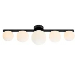 Puro tak/vegglampe IP44 - Svart/opal - Svart / Opal
