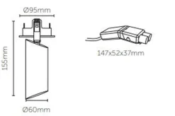 Q-Focus SR95 innfelt takspot 3000K 20 til 43° lysspredning 11W dimbar - Hvit